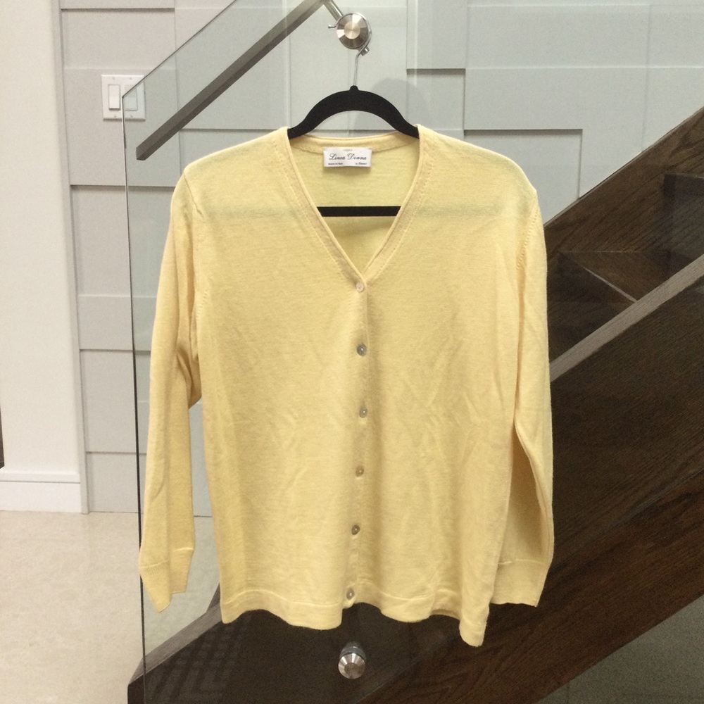 Vintage Butter Yellow Merino Wool Cardigan